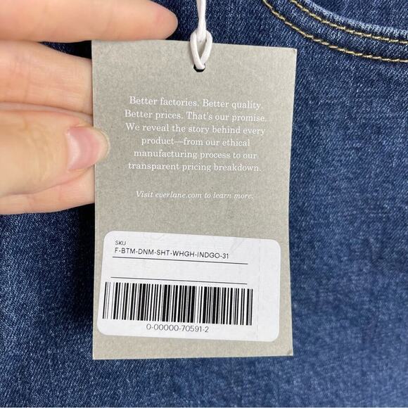New Everlane The Way-High Denim Short High Rise Raw Hem Organic Cotton Size 31 - Picture 13 of 14